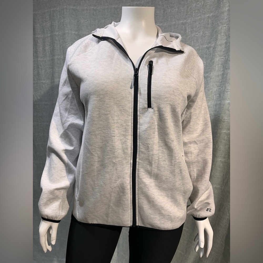 NWOT Russell L/G (42-44) Light Gray Zip-Up Hoodie